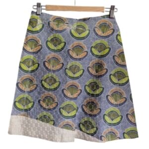 COTELAC Abstract Print Retro Pleats Mod Style French Mini Skirts Size 2 Medium